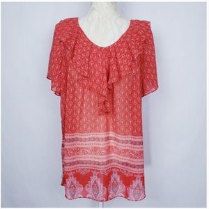 CATO Red Paisley Design Top